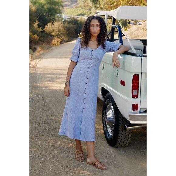 Christy Dawn Dresses & Skirts - NEW Christy Dawn The Lennon Dress in Pewter Stripe Short Sleeve Midi Length XS